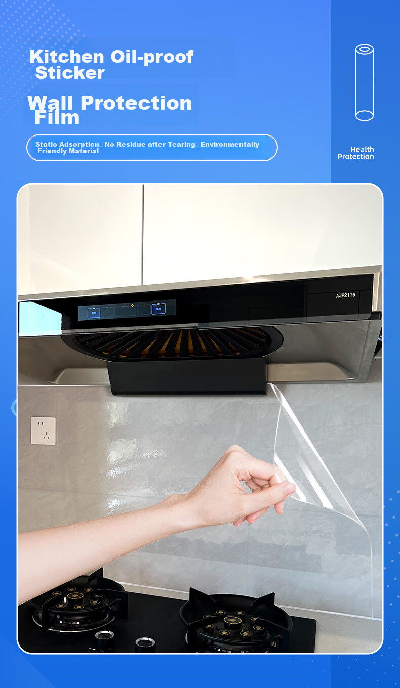 Xiruo Kitchen Oil-Proof Sticker, Thickened Waterproof Heat-Resistant Transparent Ceramic Tile Wall Range Hood Static Cling Countertop Protective Film 1