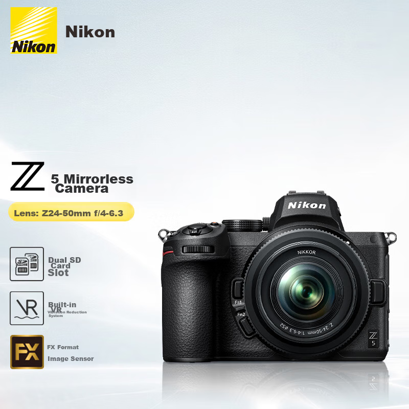 Nikon Z5, Jiangsu Guangdong Shanghai Jilin Address, 85mm F/4-6.3, Full-Frame Mirrorless Kit, Vlog Camera, Video Shooting, USB Power Supply