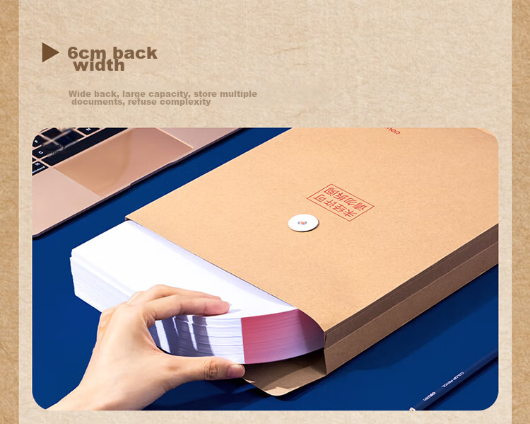 Deli 10 Pieces 280g Thick Kraft Paper File Folders, Document Storage with 6cm Side Width for Bids, Contracts, And Files, Bid Document Folders for Office File Protection 64104 15