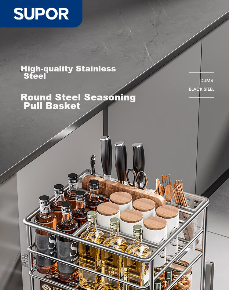 SUPOR Kitchen Spice Rack Cabinet Drawer Stainless Steel Seasoning Shelf Storage Organizer with Extra Height And Thickness K 5