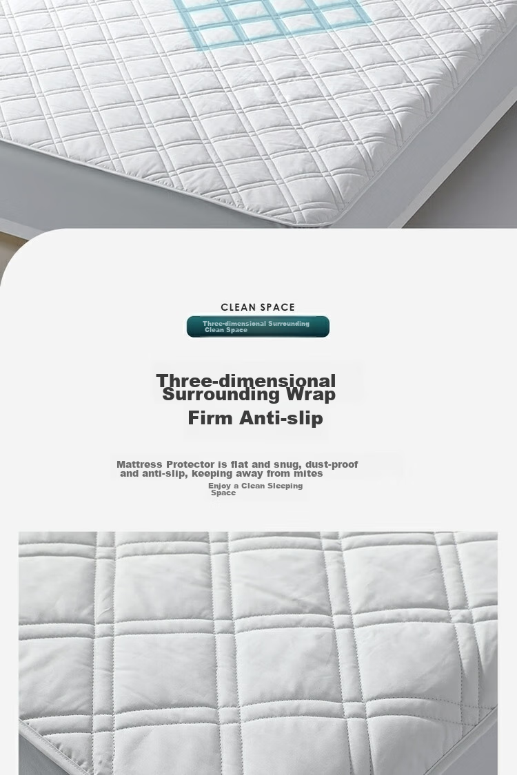 Shuixingjiafang Bed Protector, Antibacterial And Anti-Mite Protective Pad, Thin Mattress Cover, Full Encasement Protector, for 1.5-Meter Bed, Light Gray Color 11