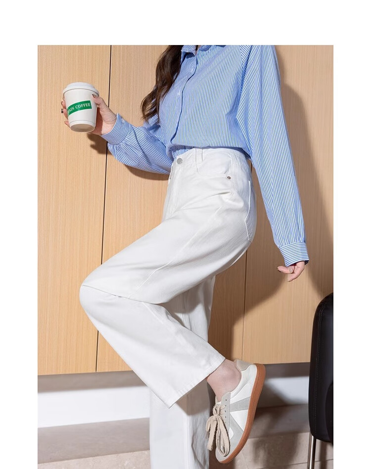 TonLion 2026 Spring And Summer Women's Versatile Basic Nine-Point Denim Jeans, Slimming Straight-Leg Pants 8