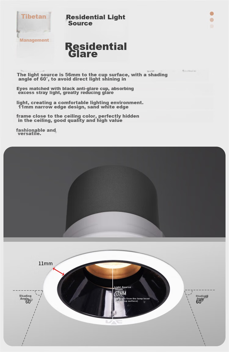 NVC LED Spotlight, Living Room Hallway Background Recessed Anti-Glare Small Hill Aluminum Material, 7W Tri-Color White Cup [Lianhua] 5