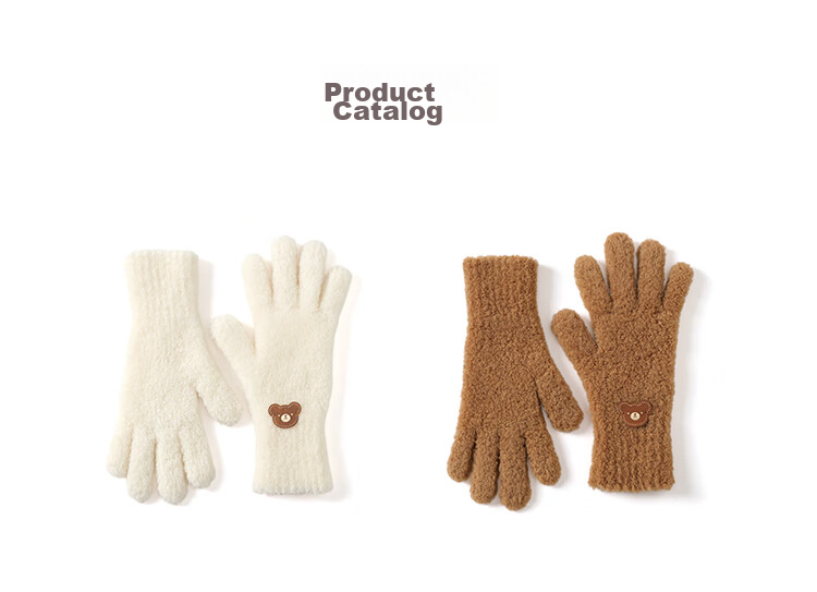 JIUMU Tuscany Wool Warm Gloves for Women, Winter Thickened Cold-Proof Knitted Woolen Gloves 19