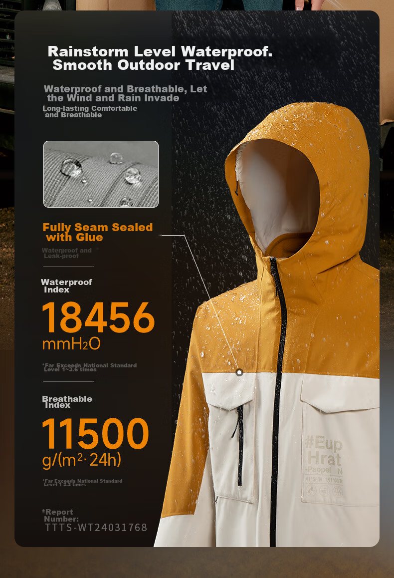 NORTHLAND [Huyanglin 2.0] Men's Water-Repellent And Windproof Three-In Jacket, Hiking And Mountaineering Two-Piece Set 5