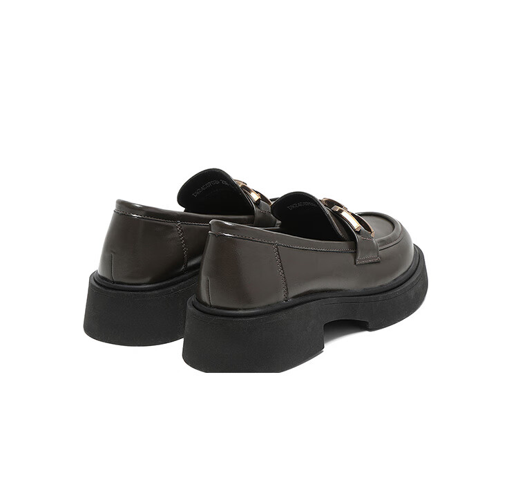 Dusto Round Toe Versatile Leather Shoes for Women, 2026 New Spring Slip-On Women's Shoes, Black Thick-Soled Heightening Loafers 17