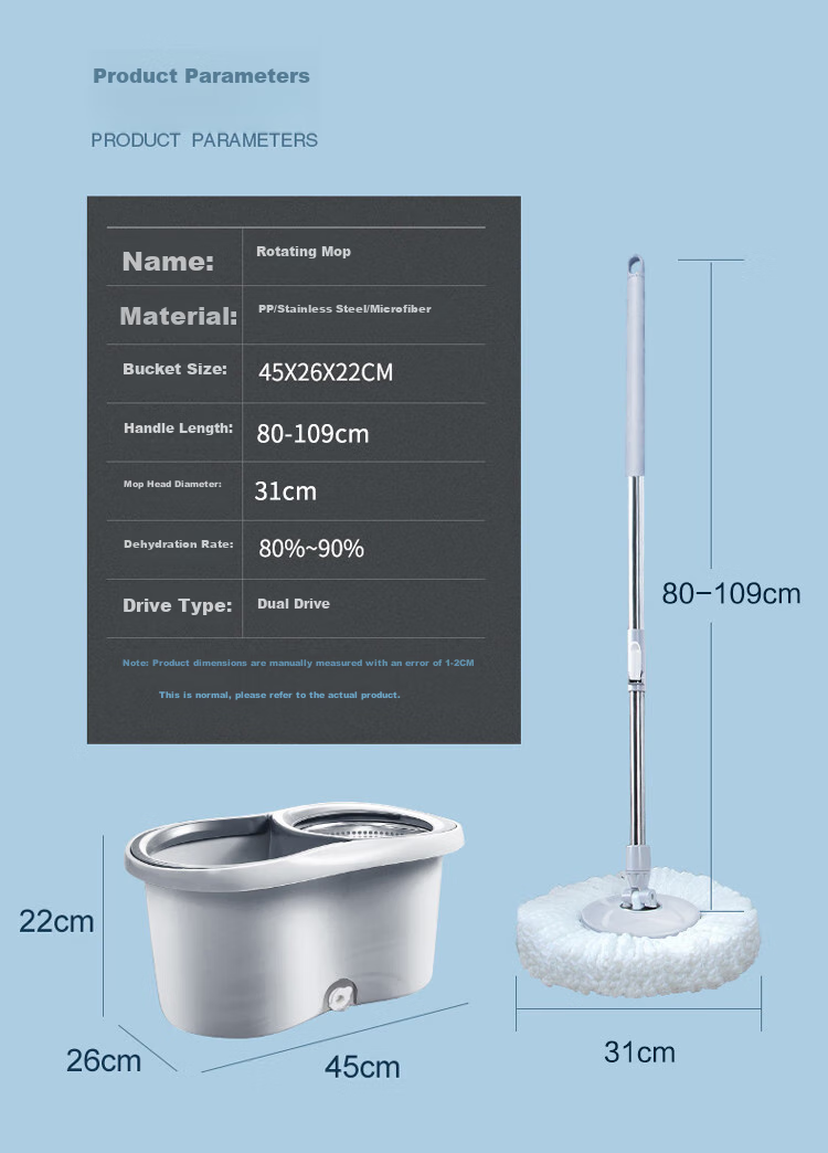 BEKAHIQ Rotating Mop with 4 Cleaning Cloths, Hands-Free Washing, 2026 Floor Mop Bucket, Lazy Spin-Dry Floor Mop for Home Use 12