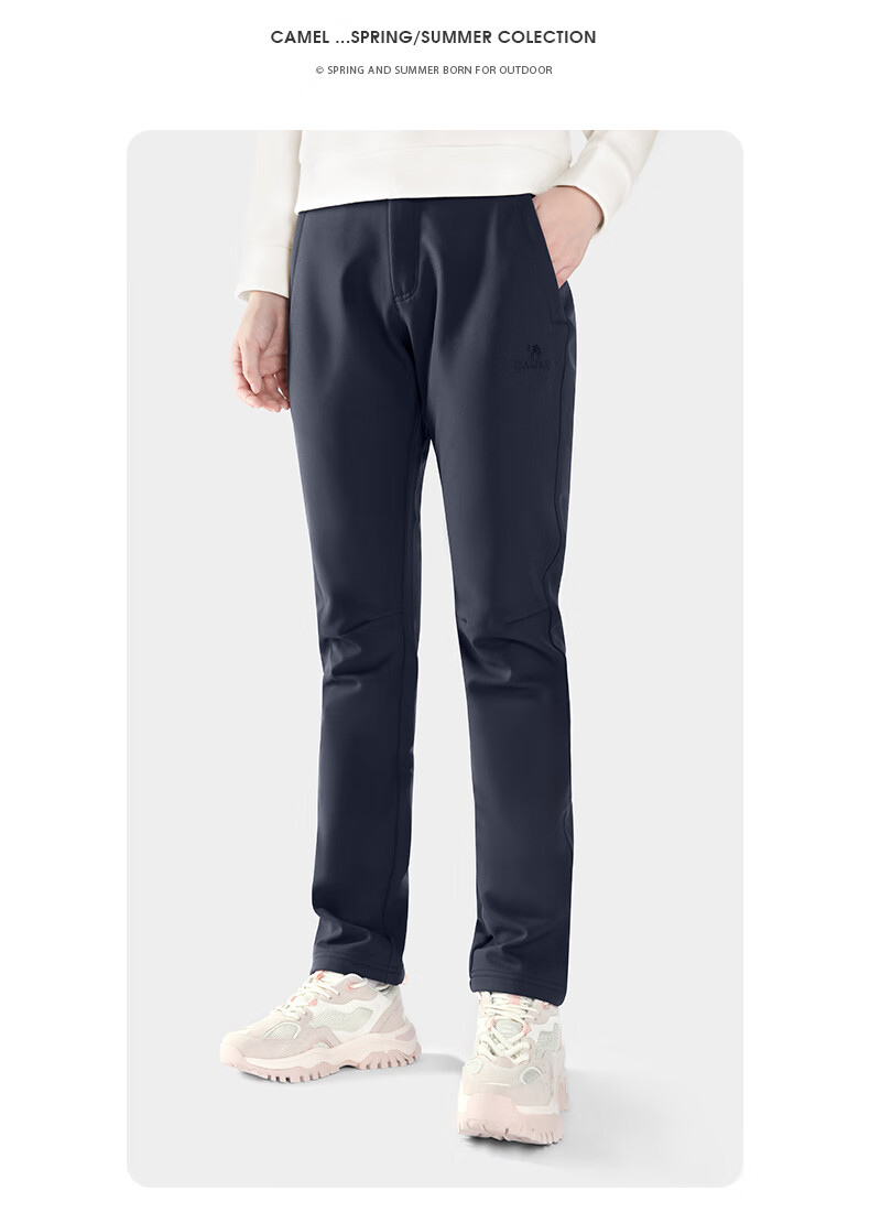 CAMEL Outdoor Hiking Pants for Men And Women, Spring And Autumn Warm Windproof Water-Resistant Soft Shell Pants with Fleece Lining, Tactical Mountaineering Casual Trousers 9