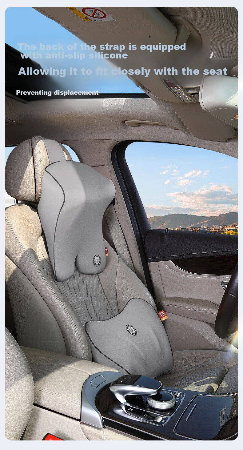 GiGi Car Headrest Memory Foam Neck Pillow, Adjustable Height Car Headrest Cushion Pillow, Gray 5