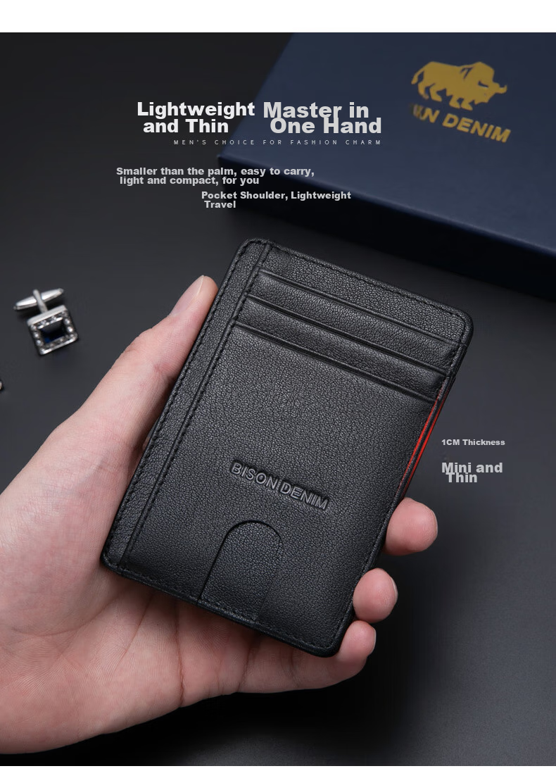 Meizhouyeniou Card Holder for Men, Ultra-Thin, Top-Grain Leather, Multi-Slot ID Holder, Birthday Gift for Boyfriend 6