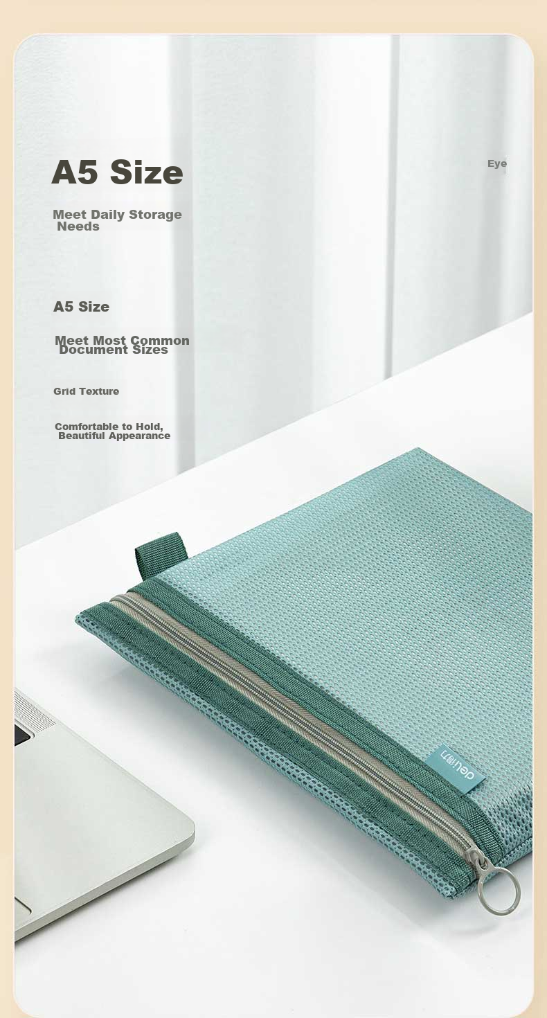Deli A5 Zipper Document Bag, Subject-Specific Duolong Subject Bag, Handled Student Classification Storage, Homework Materials Exam Paper Stationery Bag, Single Mixed Color 5
