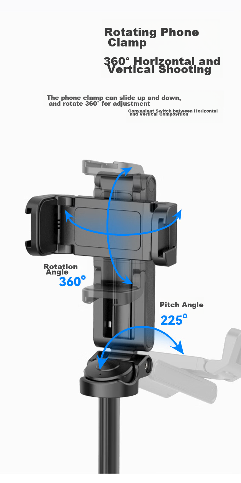 Youlanzi Ulanzi JJ02 Bluetooth Selfie Stick for Smartphone (With Fill Light Kit), Extendable Tripod Handle, Desktop Stand, Rotating Phone Clamp 6