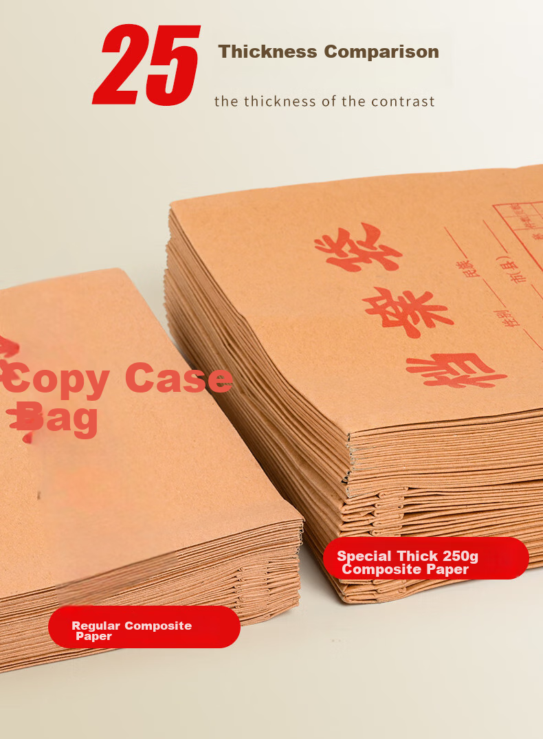 Taidang 25 File Folders, 6cm Kraft Paper, Thickened 250g Document Folders, A4 Size, for Bids And Contracts, File Storage Pouches, Receipt Organizer Bags, TA02109-25 4