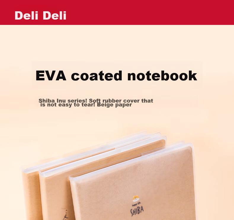 Deli Glue-Bound Notebook, 32K Pages, High-Quality, Self-Glue Binding, 72 Sheets/Book, T3272 Series - National Trend Fengjing, 4-Pack 1