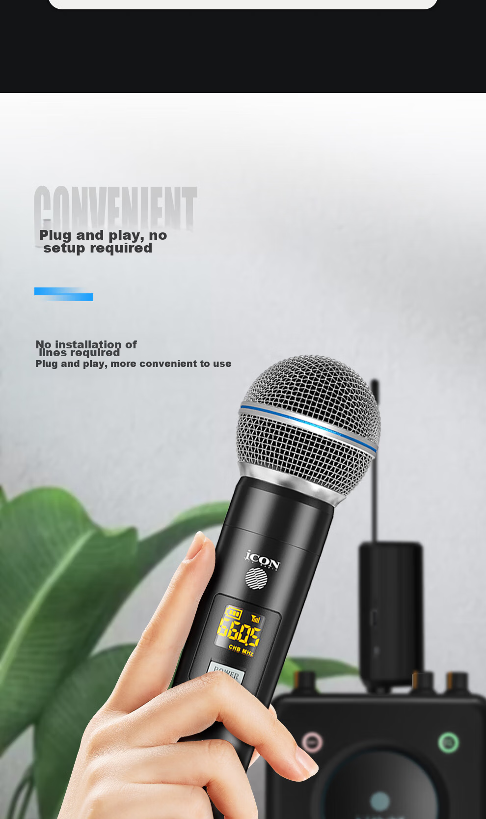 Aiken ICON Wireless Dynamic Microphone WM2.1, One-To, Rechargeable, for Streamers, Outdoor Singing, Meetings, KTV, Shouting, Noise Reduction, Live Streaming Equipment 2