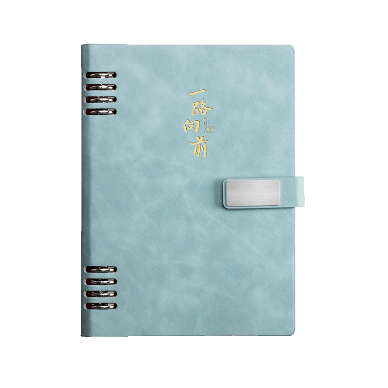 Ujia Loose-Leaf Notebook, Stationery, Business Office Notepad, Thick Removable Cover, Meeting Record Book, Aesthetically Pleasing Diary, Customizable, Gray-Blue