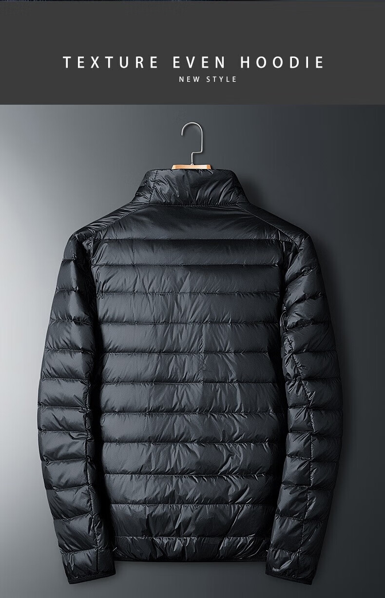 NASA MARVEL Men's Lightweight Down Jacket Winter Coat Stand Collar Warm Sports Outdoor Puffer Casual Top Black 6XL 2