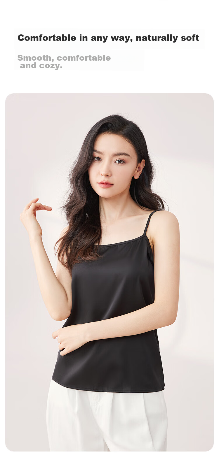 MiiOW Women's Camisole Tank Top for Spring And Autumn, Inner Wear Or Outer Wear, Beautiful Back Design, Faux Silk Thin Strap Basic Versatile Undershirt 12