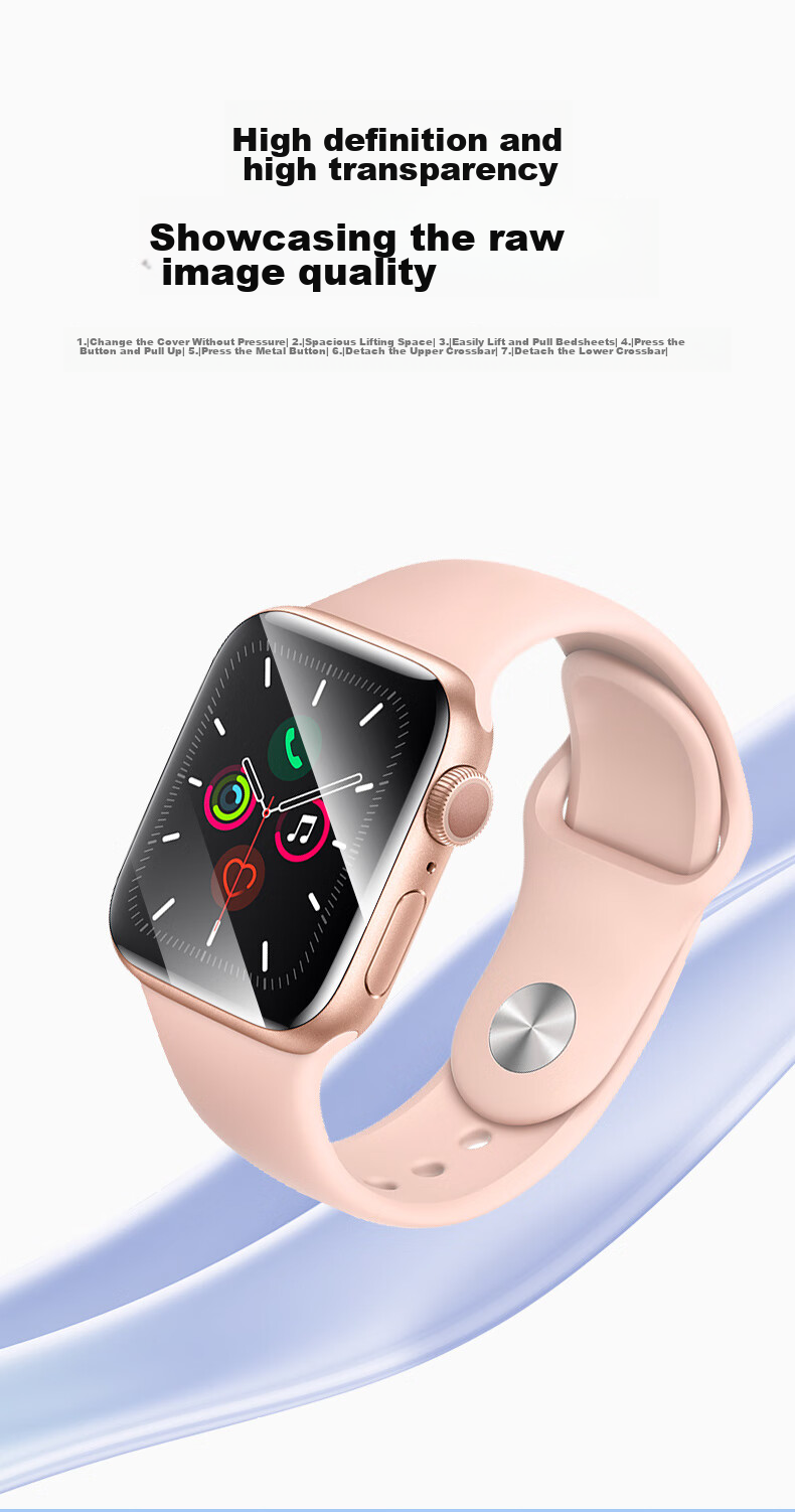 Pisen Screen Protector for Apple SE3/S9/S8/S7, Compatible with Apple Watch SE3/S9/S8/S7, 44/45mm High Definition Anti-Scratch Dust-Free Quick Installation Film, 2 Pieces 7