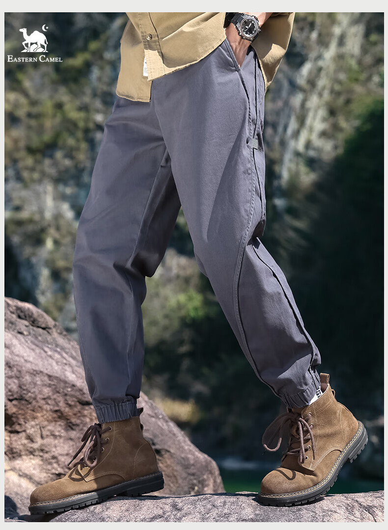 EASTERN CAMEL Casual Pants for Men, Spring And Summer Outdoor Sports Versatile Casual Tapered Cargo Pants Long Trousers, Khaki, L 19