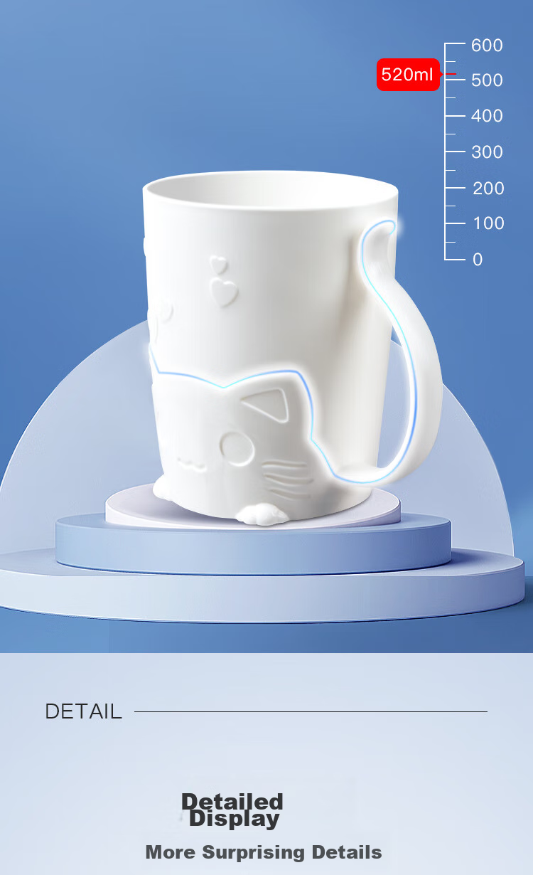 FOOJO Mouthwash Cup with Long-Lasting Antibacterial, Thick Toothbrush Cup for Men And Women, Dorm Water Cup, Tooth Cleaning Mug, Cute Cat Desig 5