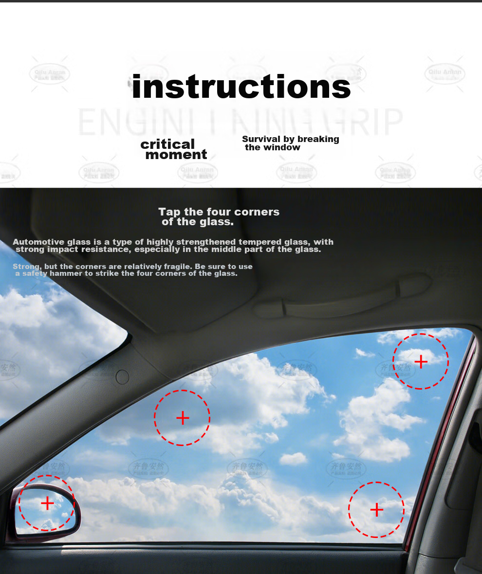QL Car Safety Hammer, Window Breaker Tool, In-Car Escape And Rescue Hammer, Fire Emergency Tool, Extended Version 18cm 12
