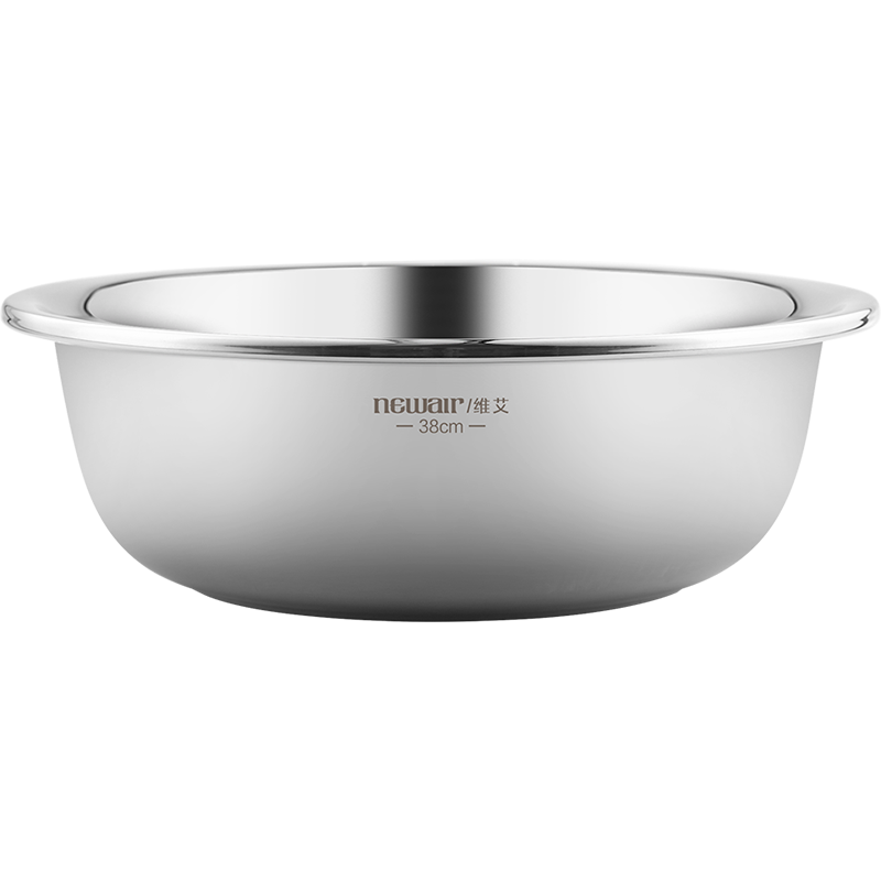 Newair Stainless Steel Bowl, Large Mixing Bowl, Extra-Large Washbasin, Thickened Bowl, Kneading Bowl for Home Use, Large Bowl for Washing Vegetables, Noodle Bowl, 28CM
