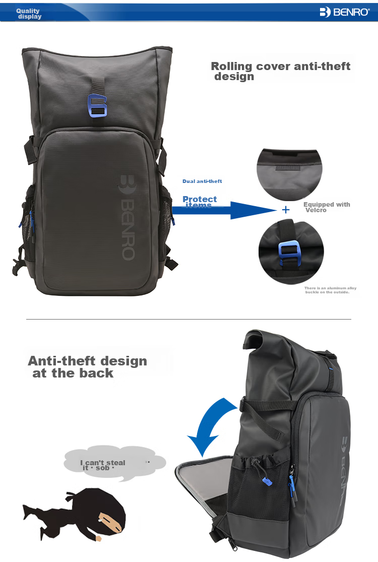 Benro Explorer LN Professional Outdoor Backpack for Photography, Mirrorless And DSLR Camera Bags, Lightweight Travel Storage Protection Portable Multifunctional One-Body Three-Lens Upper And Lower Layer Backpack 7