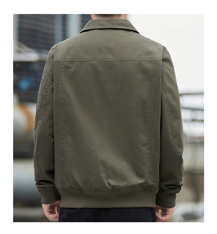 JEEP Men's Jacket, Spring And Autumn Workwear, Loose Casual Trendy Clothing, Army Green, 4XL 10