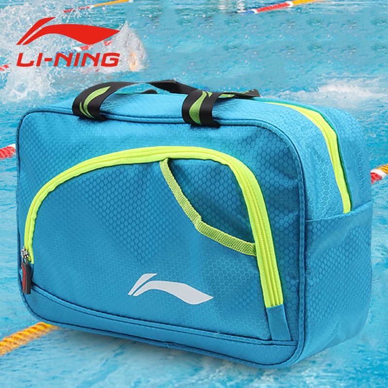 LI-NING Swimming Bag Wet and Dry Separation Large Capacity Waterproof Spa Storage Bag Fitness Sports Travel Beach Bag LSJN774-2 Blue