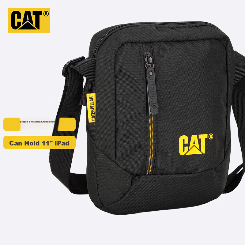 CAT Shoulder Bag, Outdoor Crossbody 10-Inch IPad Tablet Bag, Journalist Bag for Men, Black, 83614
