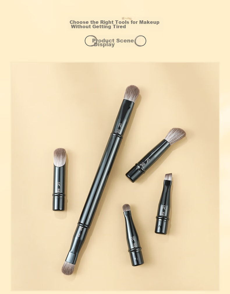 Huayang Portable Makeup Brush Set, 6 Classic Detachable Replacement Heads, Cangzhou Makeup Brush for May Day Outings 15