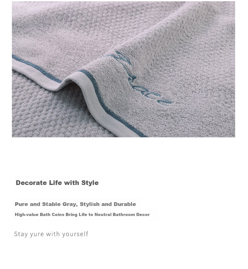 Grace Bath Towel Set for Home Use, Class A Pure Cotton, 1 Bath Towel + 2 Towels Combo Pack, Adult Men And Women Soft Absorbent All-Cotton, White 8