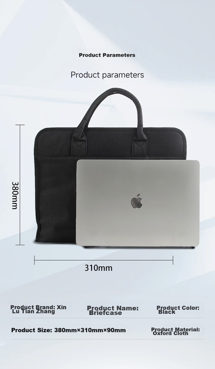 TANGO Office Handbag/conference Bag/business Bag/document Bag/laptop Bag/briefcase, Business Zipper Storage Bag for Men And Women, Thickened, Black LH218 8
