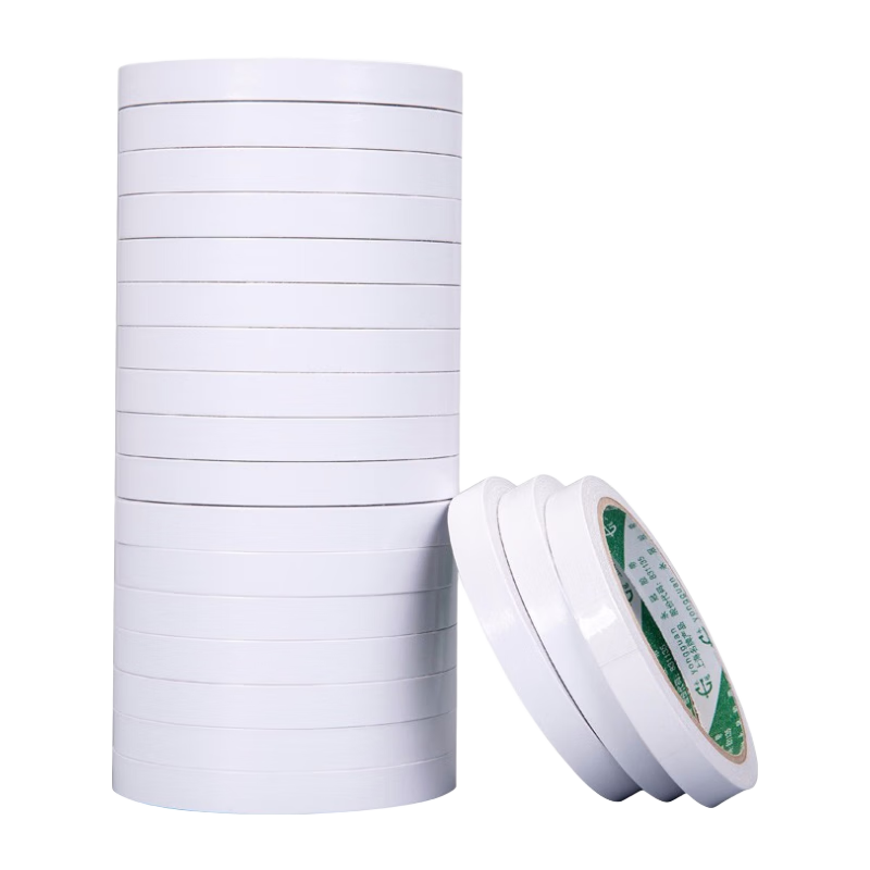 Yongguan Double-Sided Tape for Students, High-Adhesive Craft Paper Double-Sided Tape Stationery, Easy to Tear And Stick, Poster Fixation, 12mm*10m*10 Rolls, Office Supplies, Couplets Stickers, Spring Festival Couplets Adhesive Tape