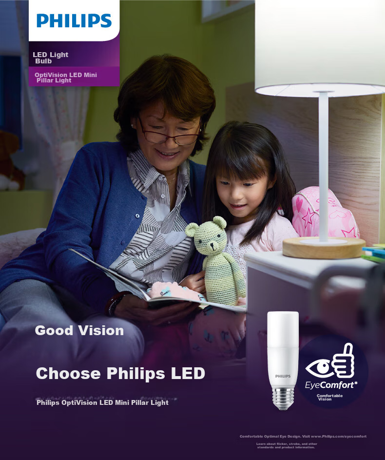 PHILIPS LED Bulb, E27 Screw Base, Energy-Saving Light Bulb for Home Use, Super Bright Globe Bulb, Replacement for Small Pillar Lamp, 9.5W, 6500K 1