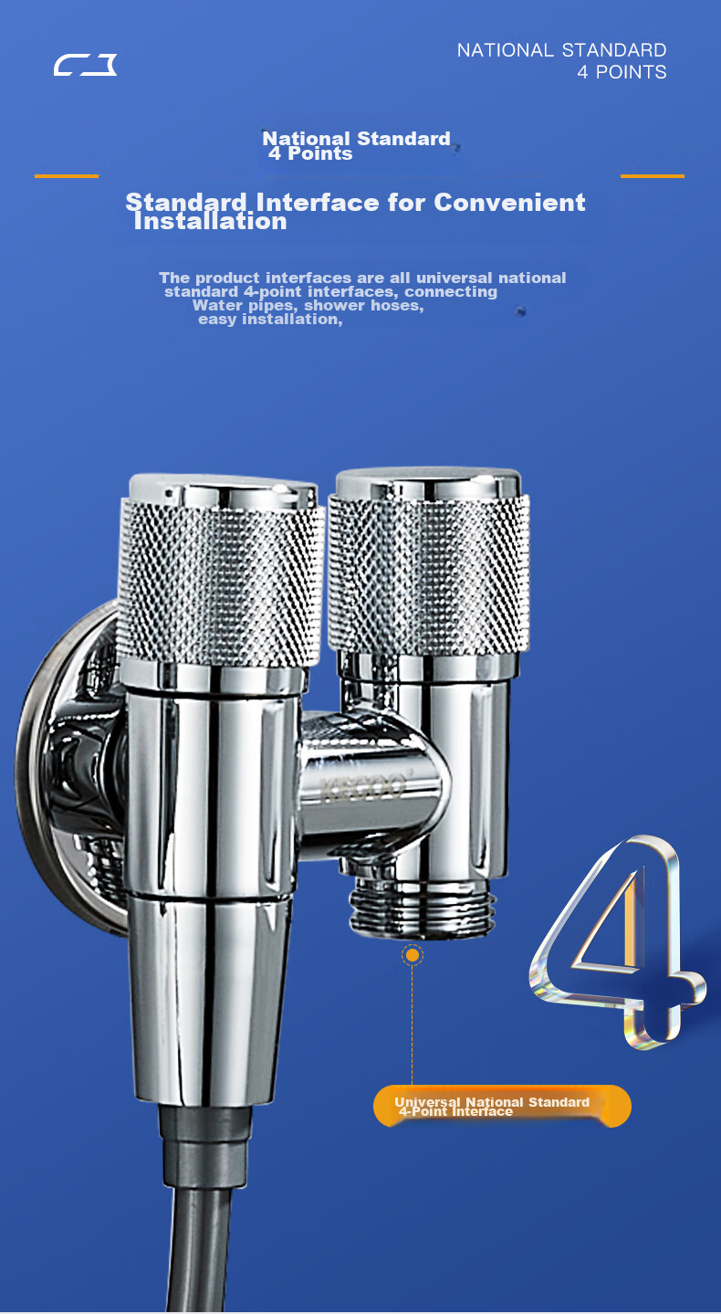 KEGOO Toilet Spray Gun Companion Angle Valve One-In Two-Out Set, Bathroom Pressure-Increasing Flush Spray Head Water Distributor Tee K5057 9
