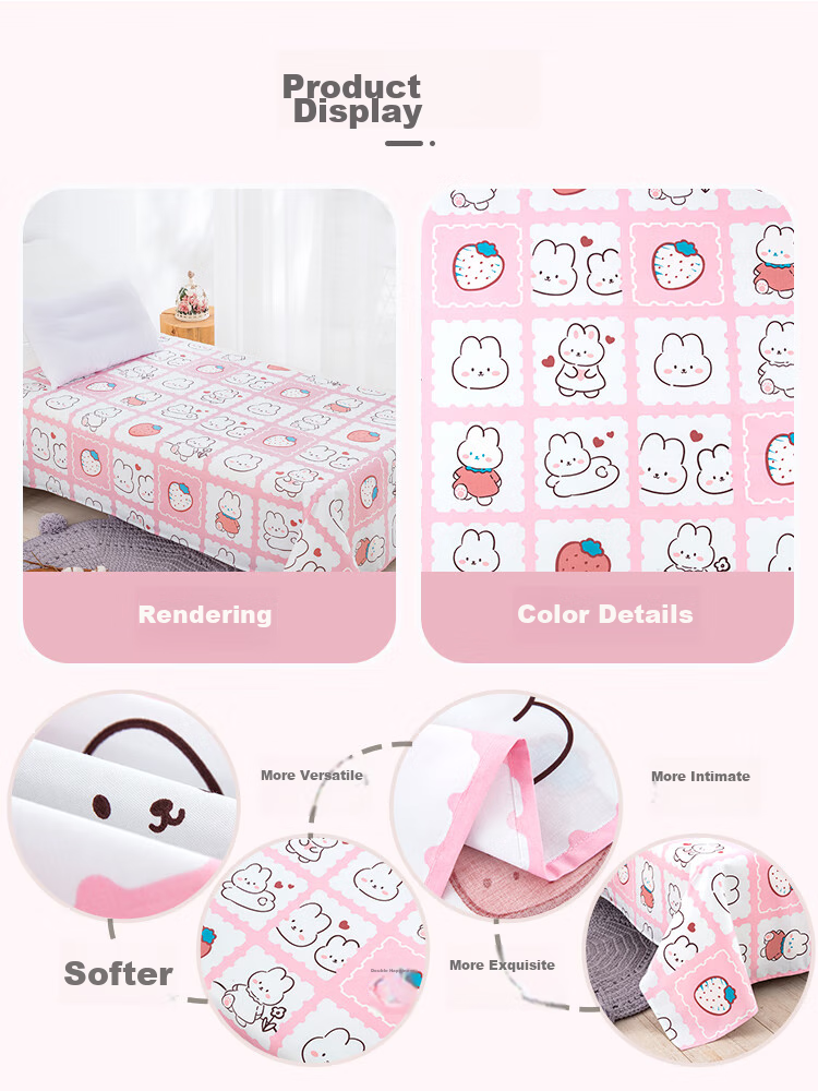 9I9 Children's Cotton Bed Sheet, Baby Bed Sheet, Newborn Bedding, Kindergarten School Supplies, All Seasons, Class A, A159 Pink 12