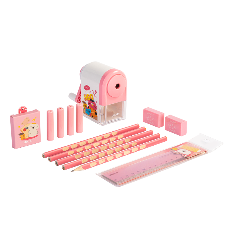 Deli Student Stationery Gift Box Set with Automatic Pencil Sharpener, Pencils, Erasers, Ruler, Children's Reward Learning Supplies, Exam Back-To Stationery, Birthday Gifts for Boys And Girls, 13 Pieces