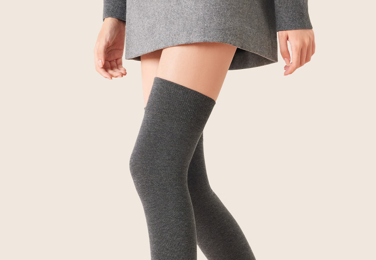Mianzhuwu Knee-High Stockings for Women, Anti-Slip Thigh Slimming High Tube Socks for Autumn And Winter, 1 Pair 27