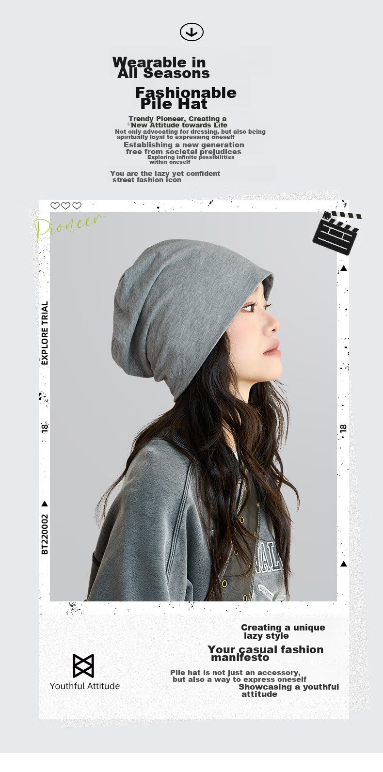 CACUSS Women's Postpartum Hat, Spring And Autumn Cotton Sleep Cap, Thin Head Wrap, Slouchy Hoodie, Cold Weather Cap, Black Medium 11