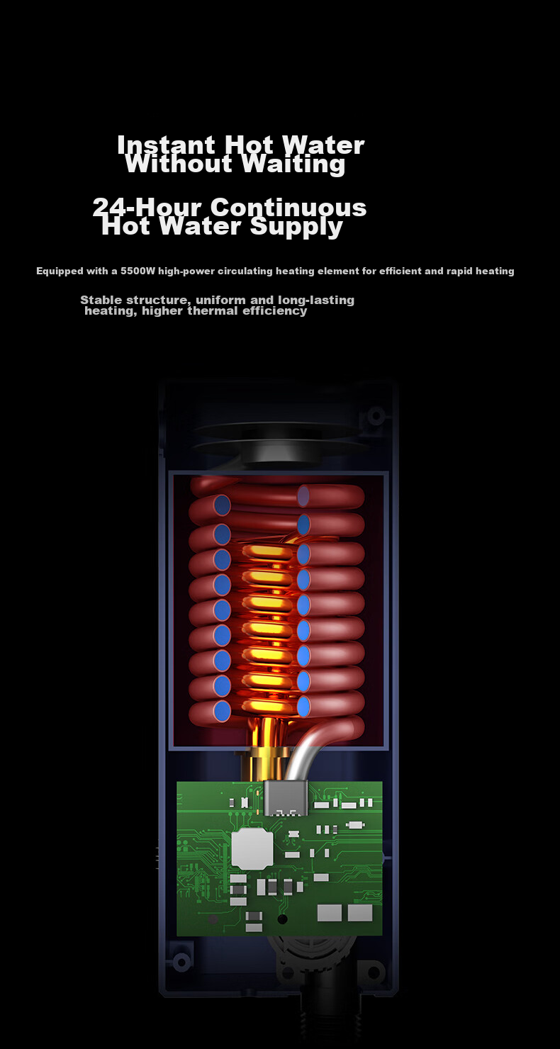 MeiLing Instant Electric Water Heater, Fast Heating Water Heater for Home Use, Quick Heating, 5500W Variable Frequency Constant Temperature, Small Kitchen Treasure MJR-DC5548 Conduit Box Model 2