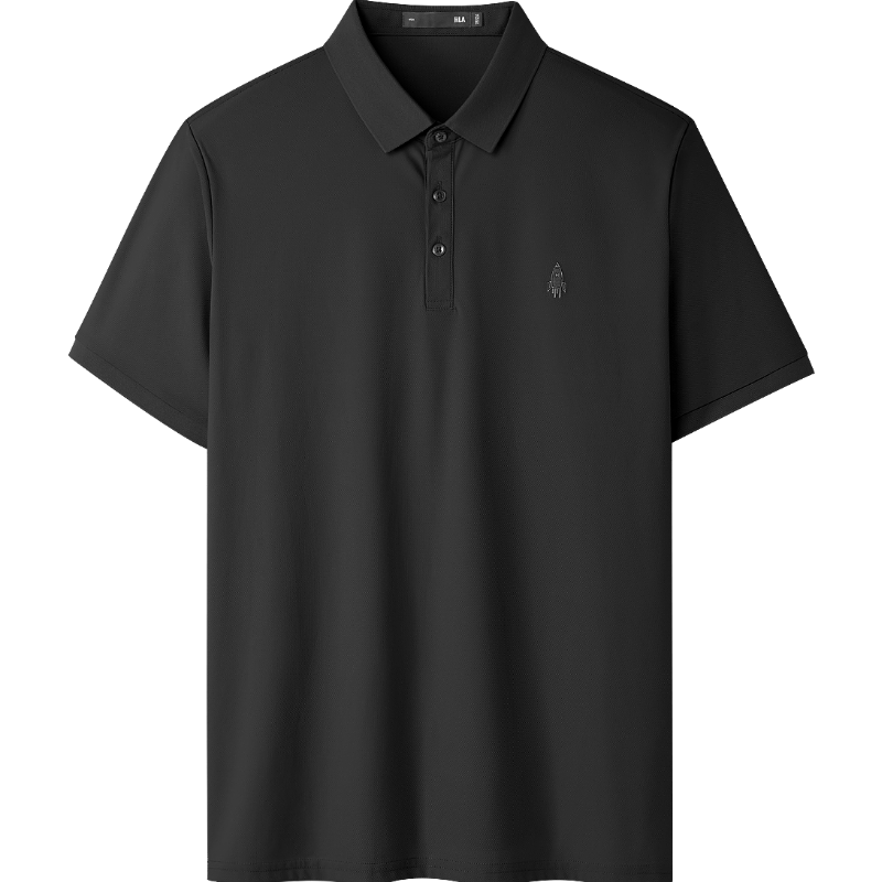 HLA Short-Sleeve Polo Shirt for Men, Cool-Feeling Moisture-Wicking Large Size Elastic Summer Shirt
