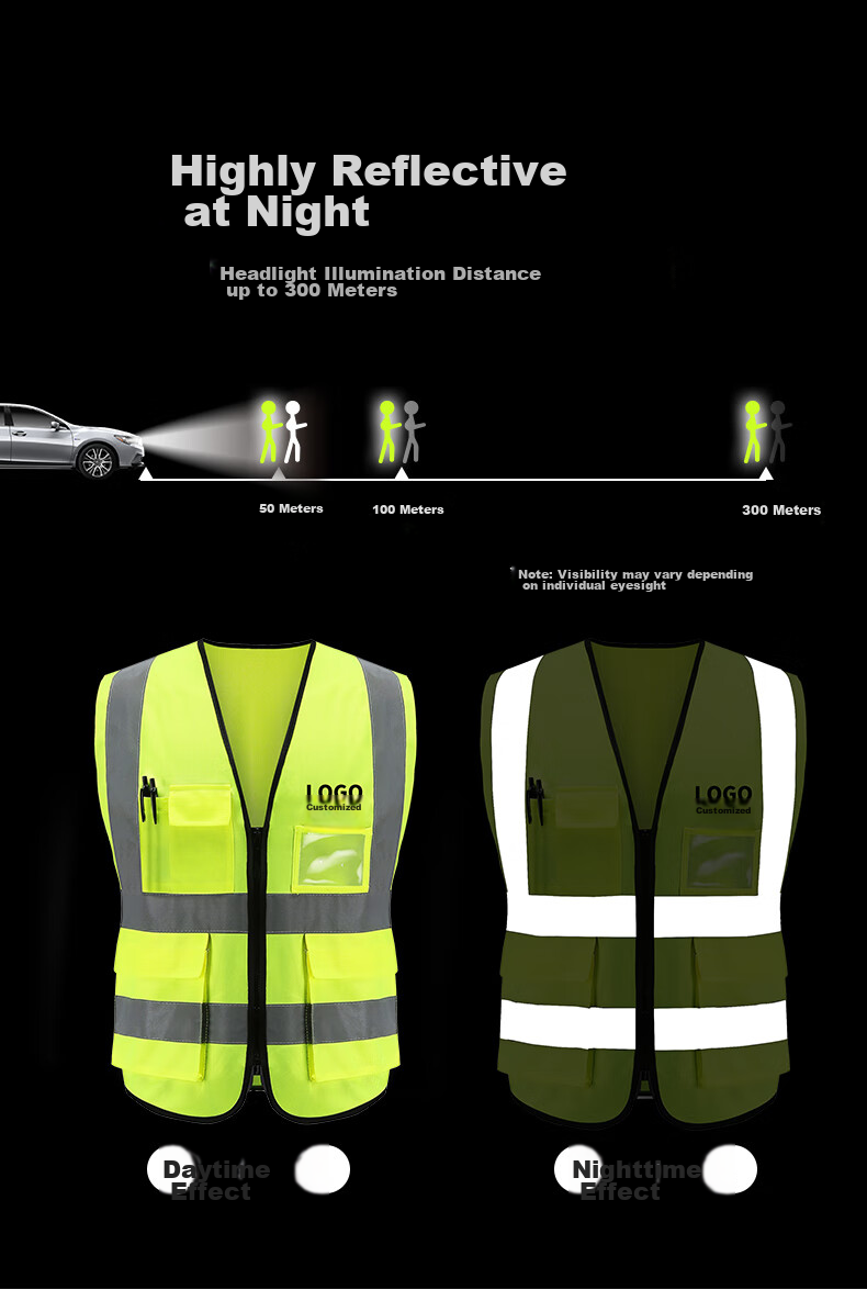 MAINUOQI Reflective Vest, High-Visibility Multi-Pocket Construction Engineering Reflective Clothing, Sanitation Worker Vest, Safety Traffic Warning Uniform [Jingpei Logistics] Multi-Pocket Fluorescent Yellow 9