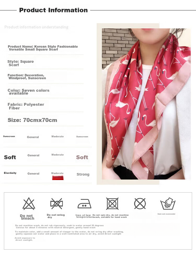 GLO-STORY Silk Scarf for Women, Fashionable Elegant Small Square Scarf Versatile Elegant Decorative Neck Scarf WSJ814049 Red 6