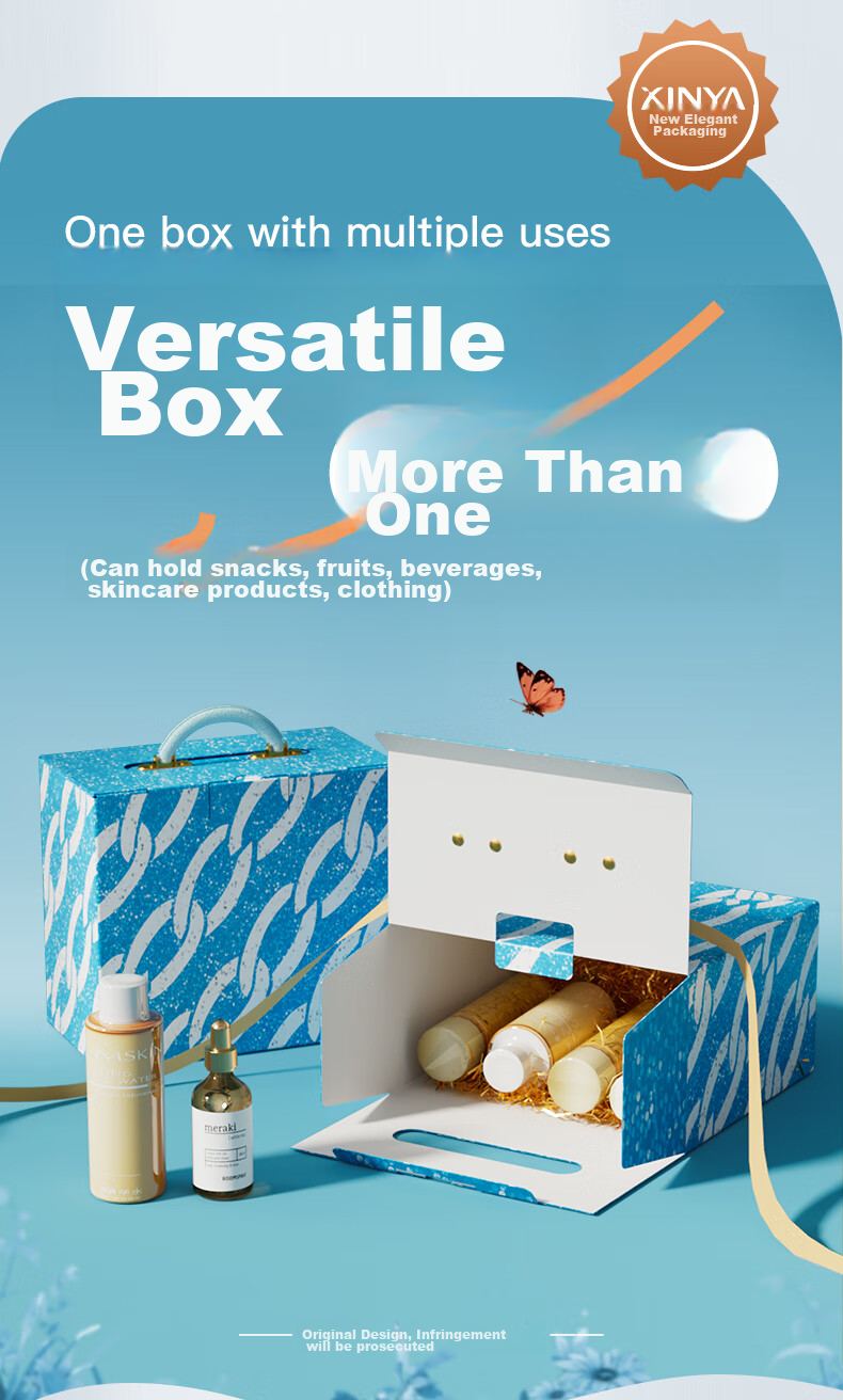 Xinya Gift Box, Empty Blue Box for Birthday And Christmas Packaging, Storage Box for Holidays, Gift for Girlfriend Or Boyfriend, Snack Container 4