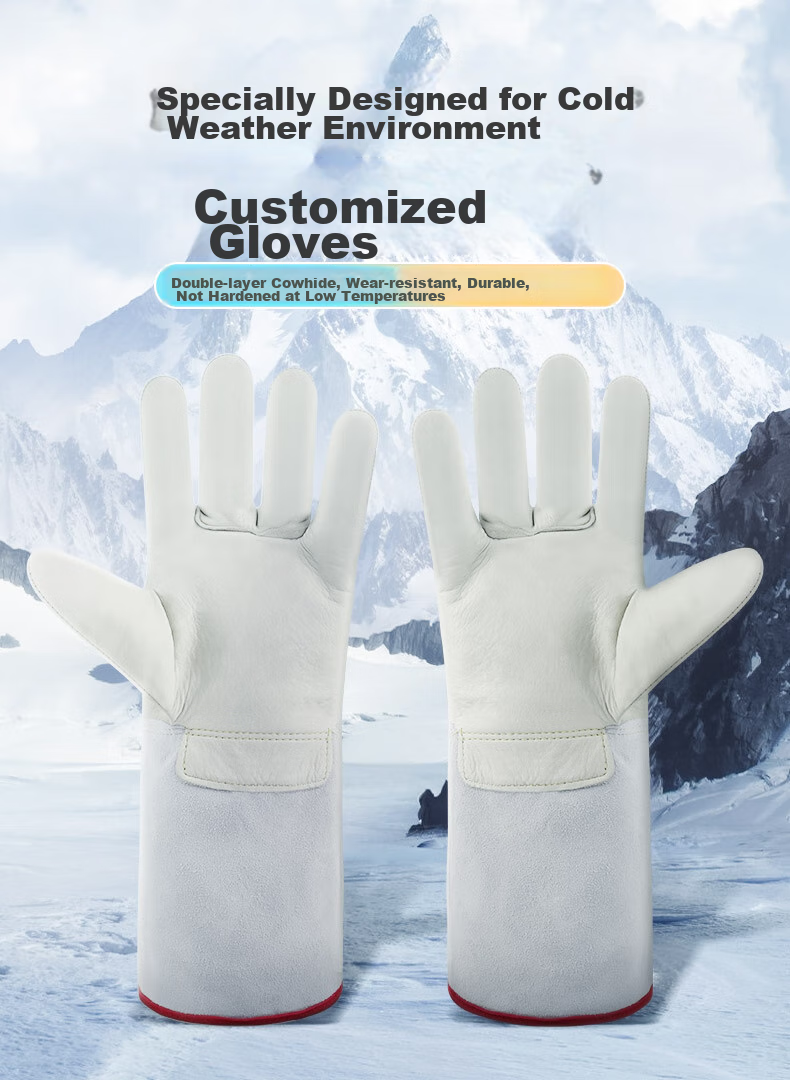 Beifute Anti-Freeze Gloves CO2 Fire Extinguisher Special Cowhide Low Temperature Resistant Gloves Cold Storage Labor Protection Liquid Nitrogen Resistant Cold and Frost Resistant Gloves 30cm 1