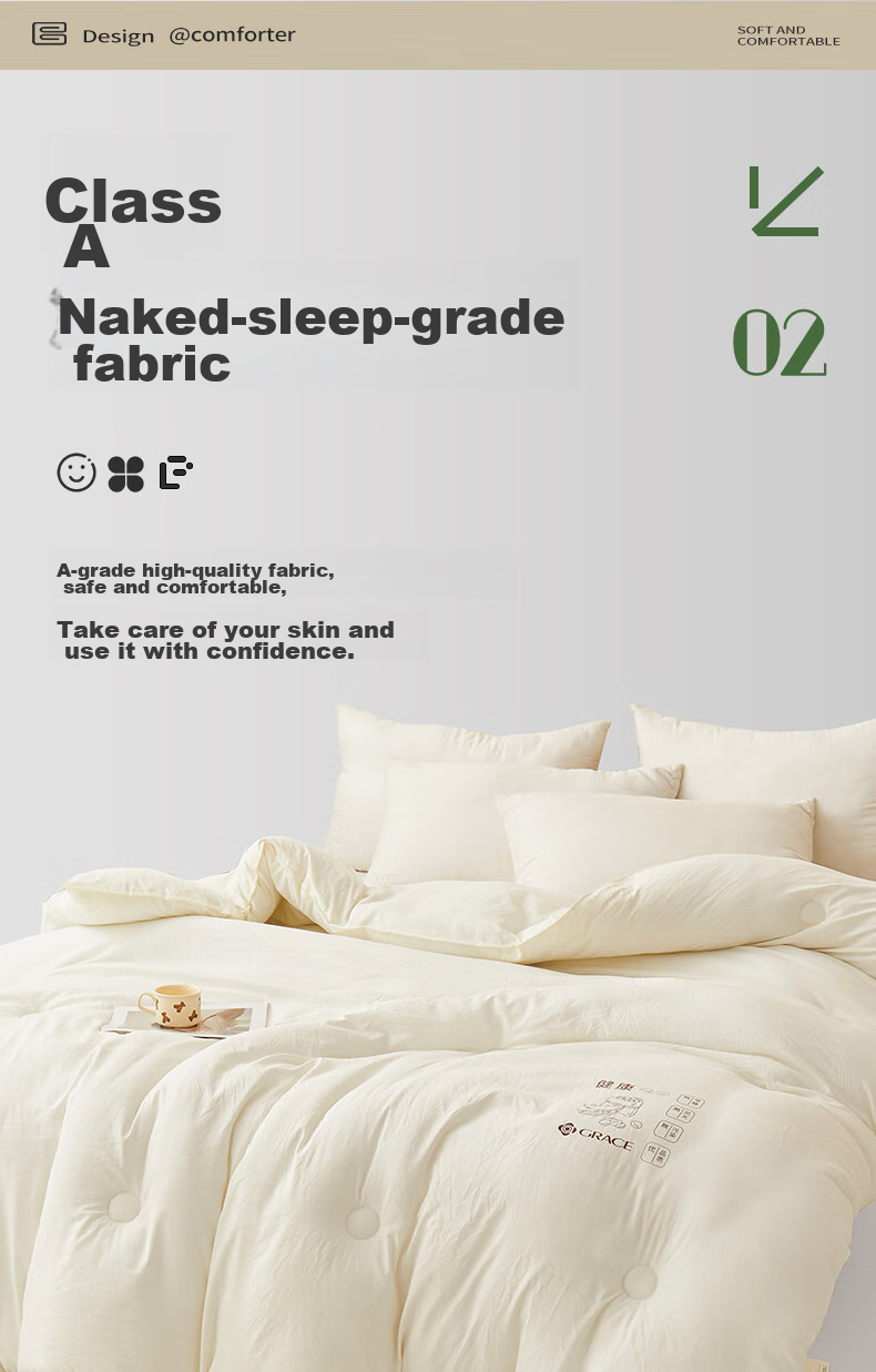 Grace Class A 11% Soybean Winter Comforter, Thickened for Warmth, Spring And Autumn Double Bed Quilt, 200*230cm, 7 Ji 6