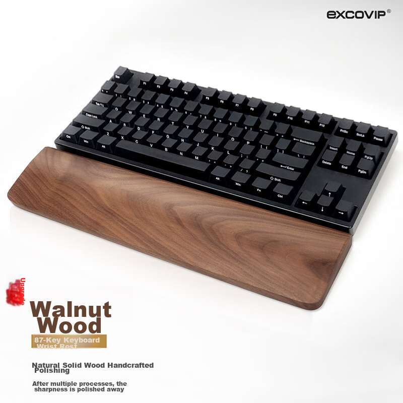 EXCO Black Walnut 104-Key Wooden Keyboard Tray Rounded Edge Mechanical Keyboard Wrist Rest Computer Palm Support Mouse Pad Gaming Wooden Wrist Pad Large 108-Key 0620 4