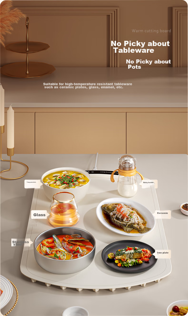 PADEFU Flexible Food Warming Plate, Household Food Warmer, Compatible with All Cookware, Foldable Heating Board, Multifunctional Table Mat 12